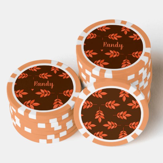 Rode bladeren, naam bruin poker chips (Opstapeling)