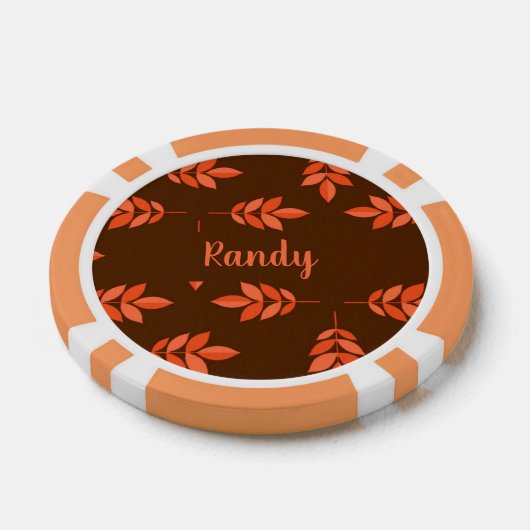 Rode bladeren, naam bruin poker chips (Enkel)