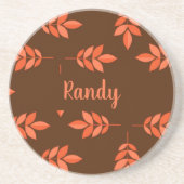 Rode bladeren, naam bruin zandsteen onderzetter (Voorkant)