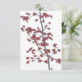 Rode bladeren plat bedankkaartje bedankkaart (Staand voorkant)