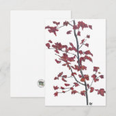 Rode bladeren plat bedankkaartje bedankkaart (Voorkant / Achterkant)