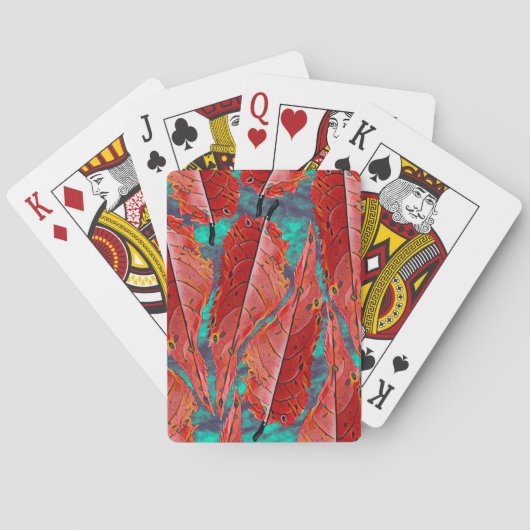 Rode Bladeren Pokerkaarten (Achterkant)