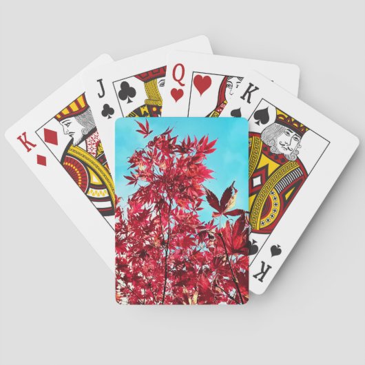 Rode bladeren pokerkaarten (Achterkant)