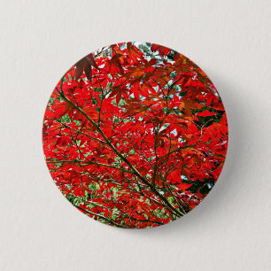 Rode bladeren ronde button 5,7 cm