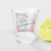 Rode bladeren shot glas (Achterkant)