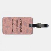 Rode bladerenpatroon op oranje bagagelabel (Achterkant horizontaal)