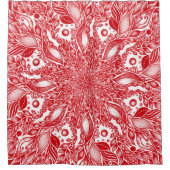 Rode bladmandala douchegordijn (Voorkant)