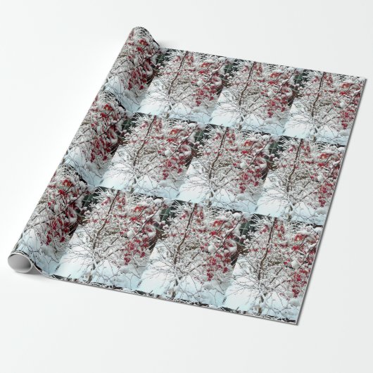 RODE BLADSNEEUW CADEAUPAPIER (Uitgerold)