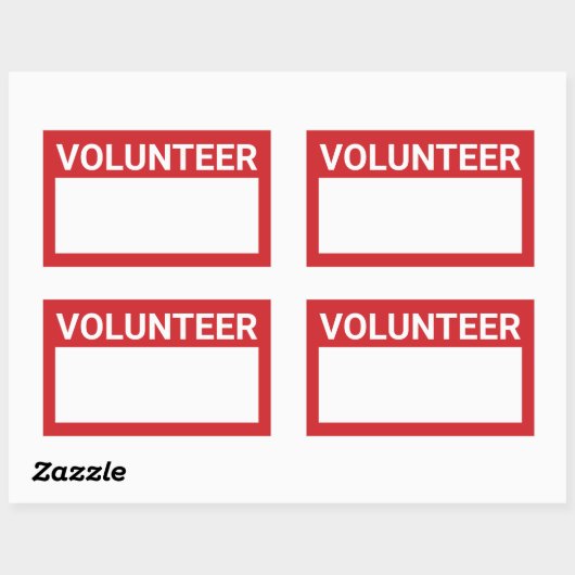 Rode blanco vrijwilliger rechthoekige sticker (Vel)