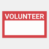 Rode blanco vrijwilliger rechthoekige sticker (Voorkant)