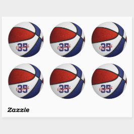 rode blanke jongens basketbalteam kleuren ronde sticker