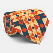 Rode Blauw Oranje Geometrisch Marokkaans ispanisch Stropdas (Opgerold)