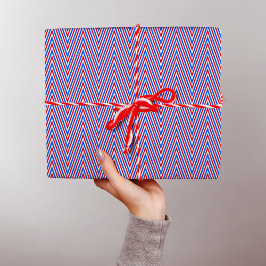 Rode blauw-witte Chevron Stripes - Abstract Trippy Cadeaupapier