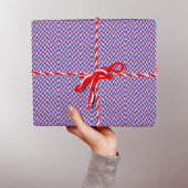 Rode blauw-witte Chevron Stripes - Abstract Trippy Cadeaupapier