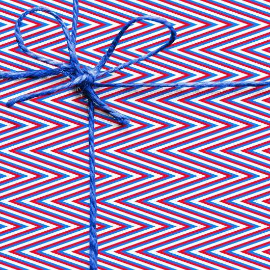Rode blauw-witte Chevron Stripes - Abstract Trippy Cadeaupapier