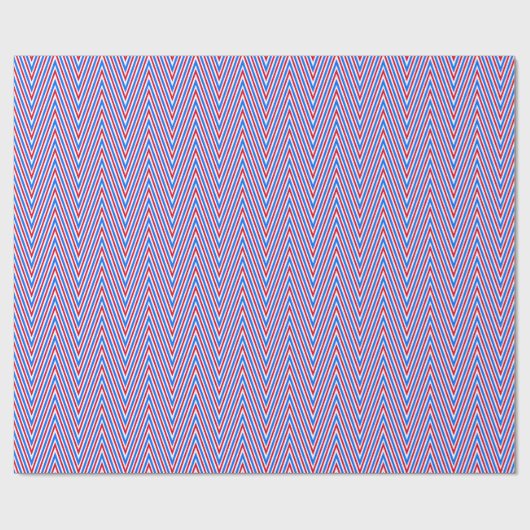 Rode blauw-witte Chevron Stripes - Abstract Trippy Cadeaupapier (Vlak)
