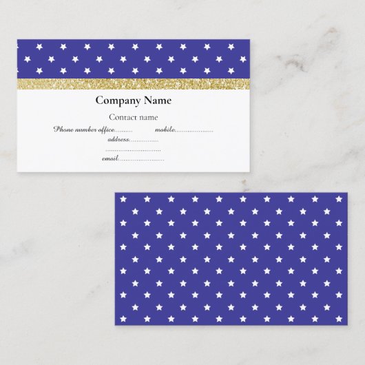 RODE BLAUW WITTE STAR BOW VISITEKAARTJE GOLD (Voorkant / Achterkant)