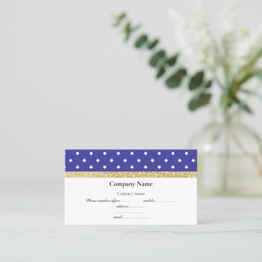 RODE BLAUW WITTE STAR BOW VISITEKAARTJE GOLD (Staand voorkant)