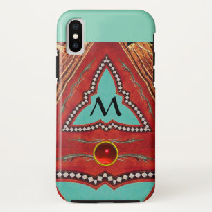 RODE BLAUWE ABSTRACTE GEOMETRISCHE DRIEHOEK MONOGR Case-Mate iPhone CASE