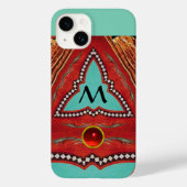 RODE BLAUWE ABSTRACTE GEOMETRISCHE DRIEHOEK MONOGR Case-Mate iPhone CASE (Achterkant)