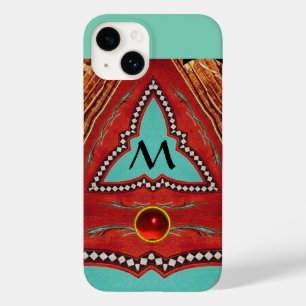 RODE BLAUWE ABSTRACTE GEOMETRISCHE DRIEHOEK MONOGR Case-Mate iPhone CASE