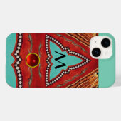RODE BLAUWE ABSTRACTE GEOMETRISCHE DRIEHOEK MONOGR Case-Mate iPhone CASE (Achterkant (horizontaal))