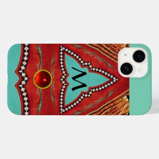 RODE BLAUWE ABSTRACTE GEOMETRISCHE DRIEHOEK MONOGR Case-Mate iPhone CASE (Achterkant (horizontaal))
