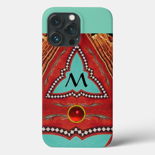 RODE BLAUWE ABSTRACTE GEOMETRISCHE DRIEHOEK MONOGR Case-Mate iPhone CASE (Achterkant)