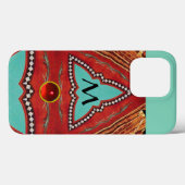 RODE BLAUWE ABSTRACTE GEOMETRISCHE DRIEHOEK MONOGR Case-Mate iPhone CASE (Achterkant (horizontaal))
