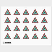 RODE BLAUWE ABSTRACTE GEOMETRISCHE DRIEHOEKMONOGRA STICKER (Vel)