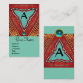 RODE BLAUWE ABSTRACTE GEOMETRISCHE DRIEHOEKMONOGRA VISITEKAARTJE (Voorkant / Achterkant)