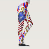 Rode Blauwe Amerikaanse Vlag Leggings (Rechts)