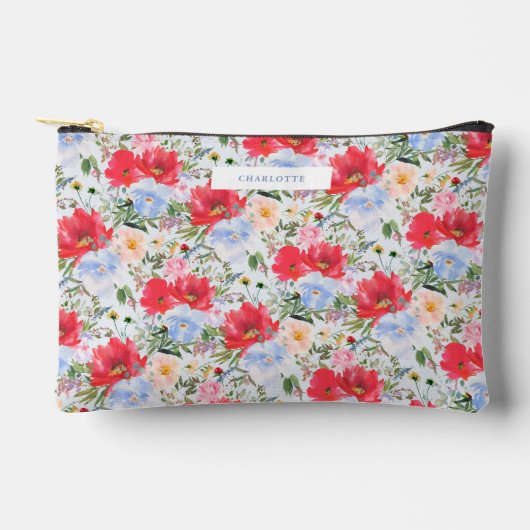 Rode Blauwe Aquarel Bloemen  Etui (Voorkant)