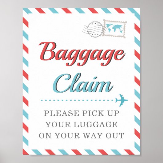 Rode Blauwe Bagage Claim Reizen Vliegtuig Favoriet Poster (Voorkant)