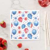 Rode blauwe ballonnen 4 juli servetten (Insitu)