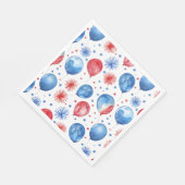 Rode blauwe ballonnen 4 juli servetten (Hoek)