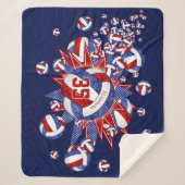 rode blauwe balvolleybalsterren sherpa deken (Voorkant)