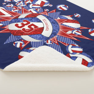 rode blauwe balvolleybalsterren sherpa deken