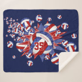 rode blauwe balvolleybalsterren sherpa deken (Voorkant (horizontaal))