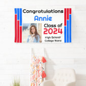 Rode & Blauwe Bars Één Foto Afstuderen Spandoek (Insitu)