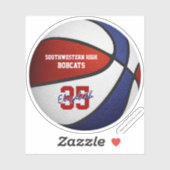 Rode blauwe basketbaljongens, teamkleuren sticker (Vel)
