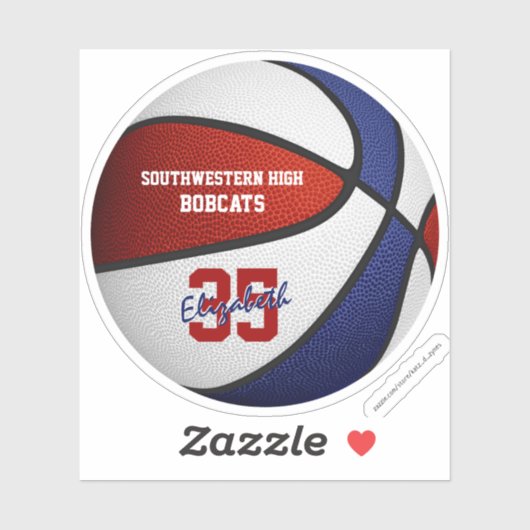 Rode blauwe basketbaljongens, teamkleuren sticker (Vel)