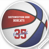 Rode blauwe basketbaljongens, teamkleuren sticker (Voorkant)