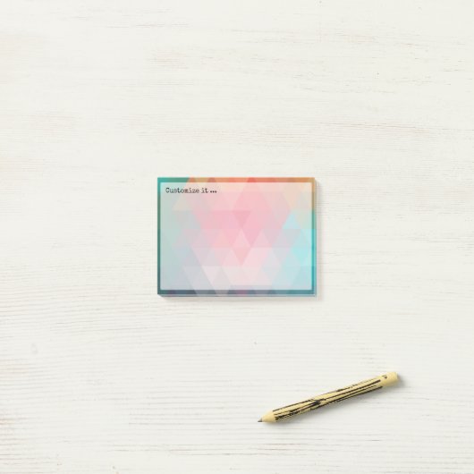 Rode blauwe Blauwgroen geometrische hoeken Post-it® Notes (Op bureau)