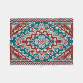 Rode Blauwe Blauwgroen Indianen Navajo Fleece Deken (Voorkant (Horizontaal))