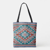 Rode Blauwe Blauwgroen Indianen Navajo Tote Bag (Achterkant)