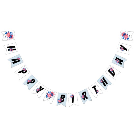 rode, blauwe bloem, gelukkige verjaardag, BUNNING Vlaggetjes (Alle)