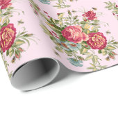 Rode Blauwe Bloemen Berries Bees Ladybugs Cadeaupapier (Rol Hoek)