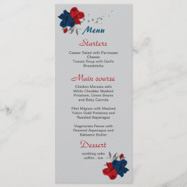 rode blauwe bloemen botanische bruiloft menu