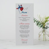 rode blauwe bloemen botanische bruiloft menu (Staand voorkant)